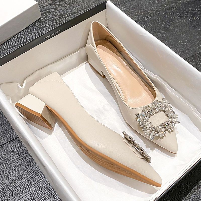 แมรี่เจน ระบายอากาศได้ Mary Jane Block Heel Shoes Premium Heightening Student สไตล์ใหม่