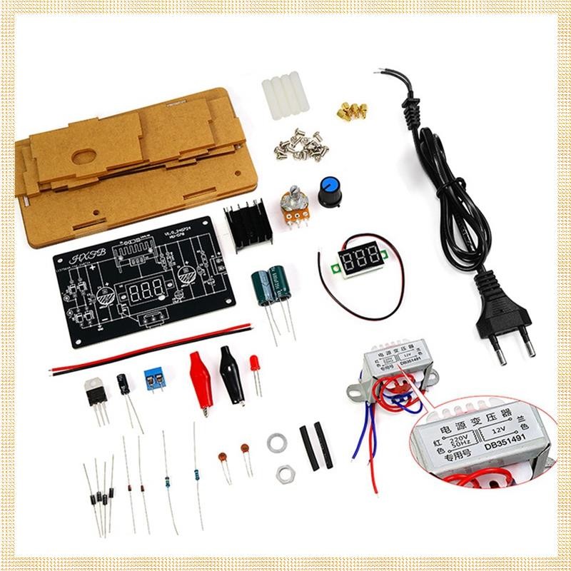 LM317 แหล่งจ่ายไฟควบคุมแบบปรับได้ DIY Kit LM317 ถึง DC 1.25-12V แหล่งจ่ายไฟที่เสถียร (พร้อมเชลล์)