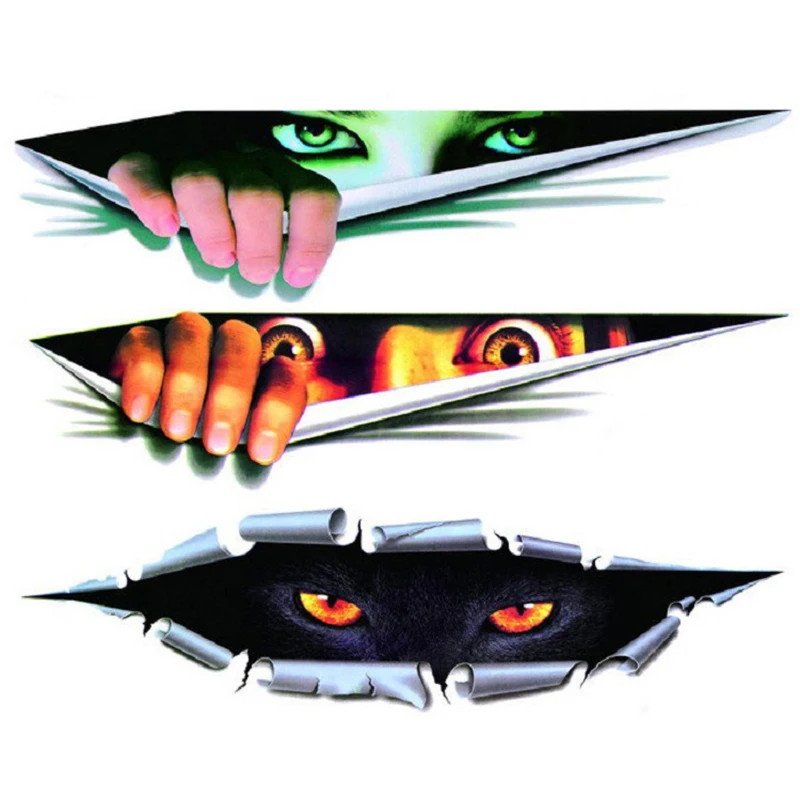 3D รถ Stick Creative สติกเกอร์ดัดแปลง Decal ตา Peeking Monster สติกเกอร์กันน้ํา Auto จัดแต่งทรงผม An