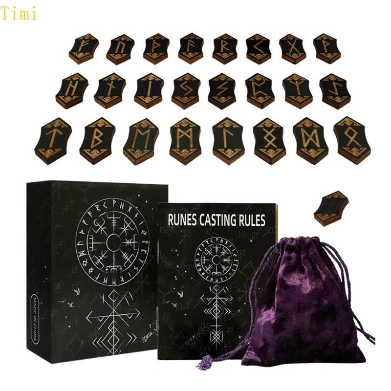 Timi สัญลักษณ์ Rune การ์ดสลักสัญลักษณ์ Rune สําหรับ Guidance 24 ชิ้น Rune การ์ด 1 ชิ้นกระเป๋า