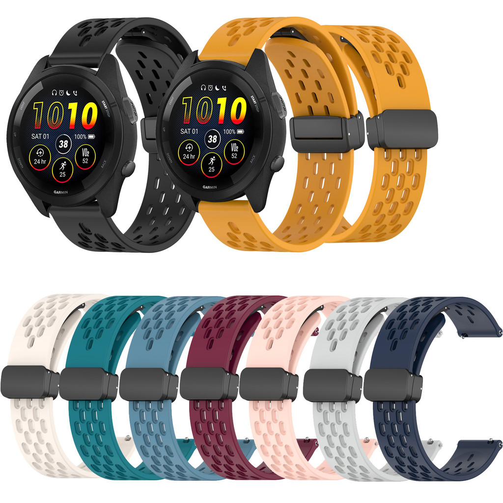 22 มม.ซิลิโคนแม่เหล็ก Clasp สําหรับผู้เบิกทาง Garmin 265 255 970 570 47mm Vivoactive 4 Venu 2 4 45 มม. Venu3 กีฬานาฬิกากันน้ํา