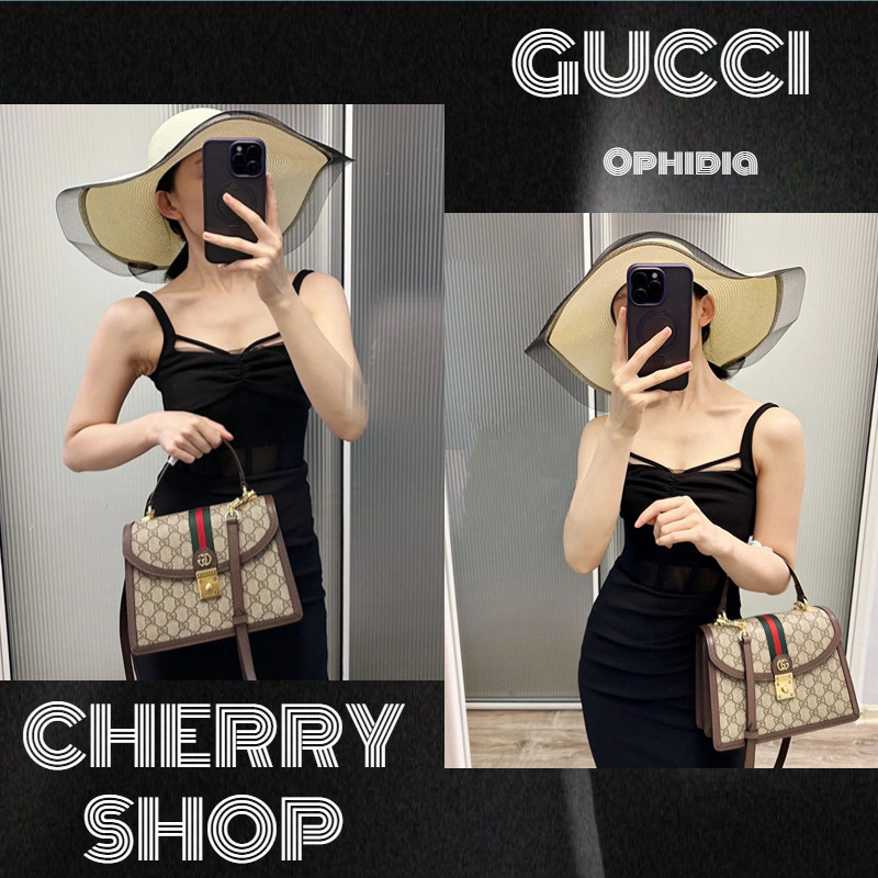 🍒🍒ของแท้ 100% Gucci Ophidia คอลเลกชัน GG กระเป๋าสะพายมินิผู้หญิง / กระเป๋าสะพายไหล่ / กระเป๋าถือ🍒🍒