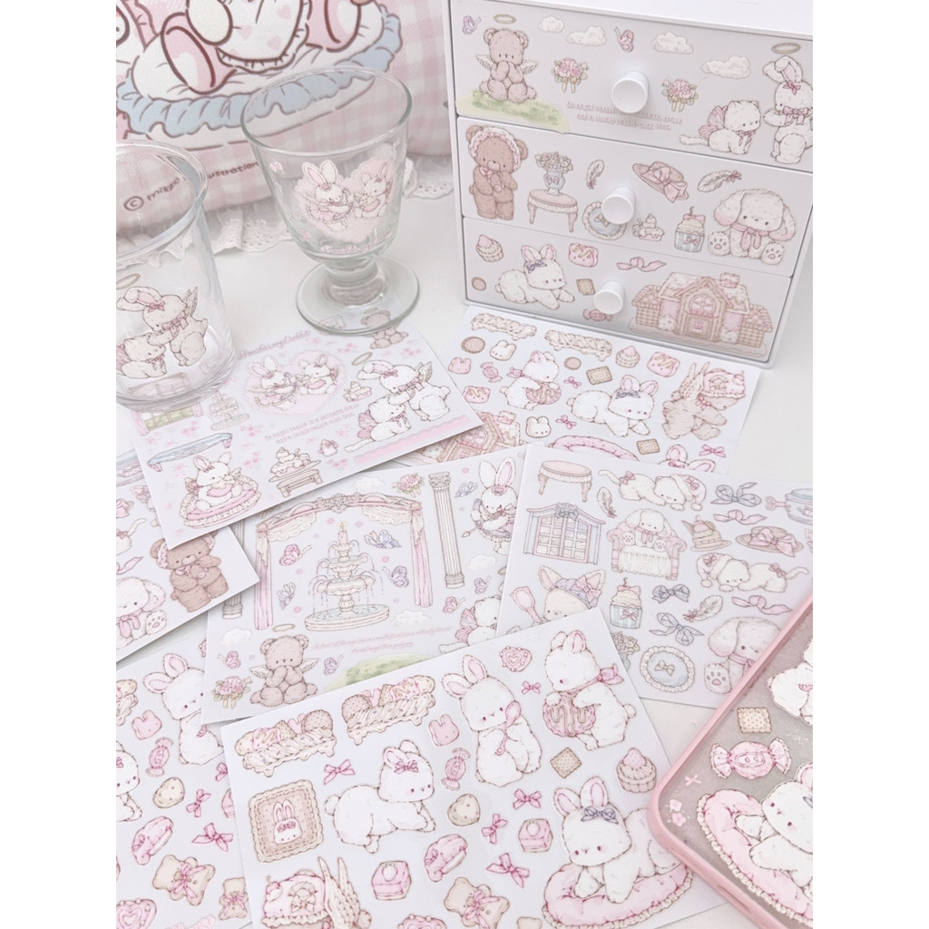 Snow Island Store mikko Co-Branded Transfer Sticker กันน้ําทนต่อการสึกหรอ Scratch-Resistant UV Crystal สติกเกอร์น่ารัก Transformation ตกแต่ง