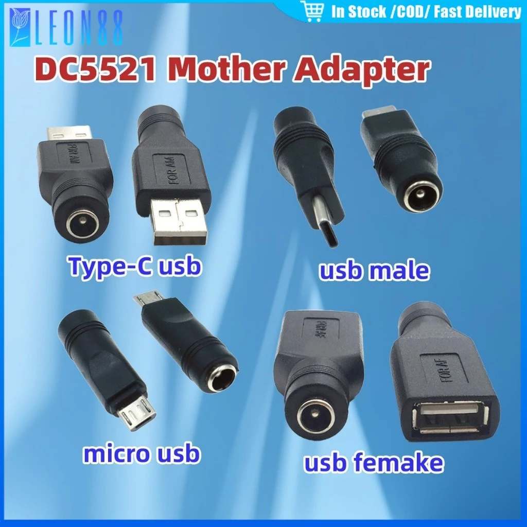 ของมาใหม่!หัวแปลง DC Jack Adapter 5.5x2.1mm อะแดปเตอร์แจ็คเชื่อมต่อ DC Type-C ตัวเมีย/USB 2.0ตัวเมีย ตัวผู้/Micro