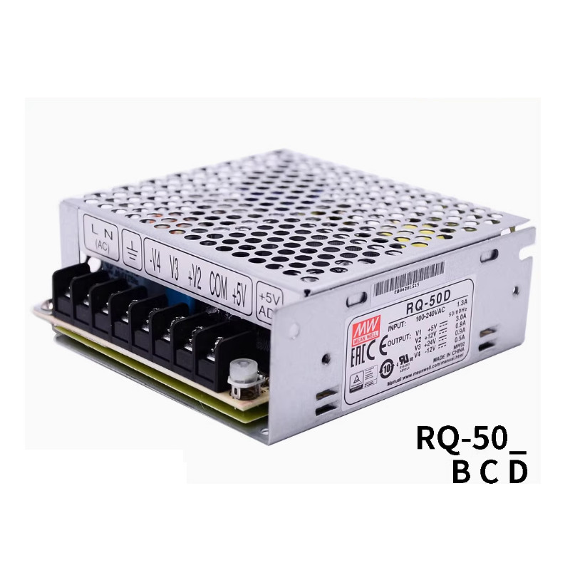 MEAN WELL RQ-50D 5V3A+12V0.9A+24V0.9A-12V0.5A แหล่งจ่ายไฟสลับสี่ทิศทาง 50W สี่กลุ่ม