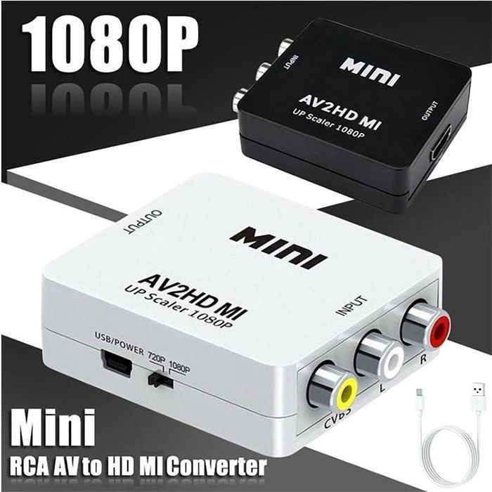 (ส่งเร็วจากกรุงเทพ) AV To HDMI Av2hdmi กล่องอะแดปเตอร์แปลงวีดีโอ AV To HDMI Converter (1080P) RCA To