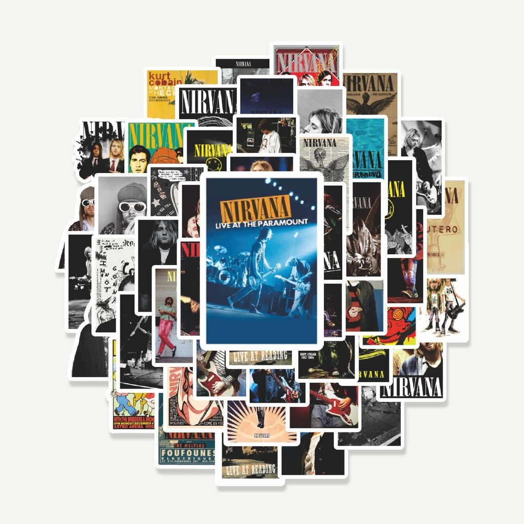 Nirvana Band อัลบั้มโปสเตอร์สติ๊กเกอร์แพ็ค | สติ๊กเกอร์ TUMBLR | สติ๊กเกอร์แล็ปท็อปสําหรับกระเป๋าเดิ