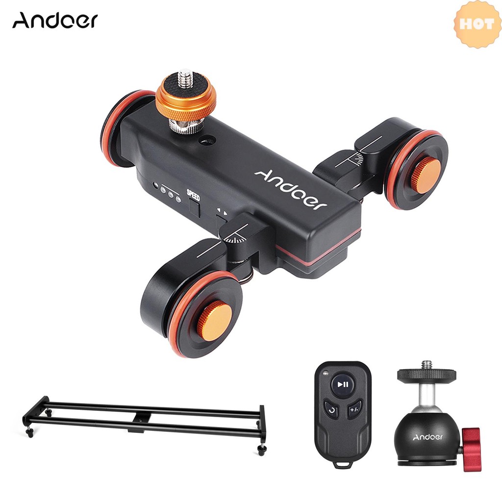 [2025 Super Sale]Andoer Camera Video Dolly Slider Kit with 3 ล้อ Auto Dolly Car 3 ความเร็วปรับได้ + 