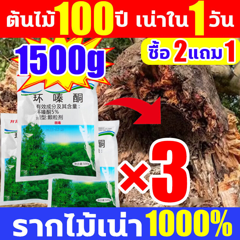 【ซื้อ 3 แถม 1】500gสูตรเข้มข้นกำจัดวัชพืชรากเน่า ผลติดทนนานรากเน่ารากไม่ขึ้นอีก ยากำจัดต้นไม้สารกำจัดกอไผ่ผงกำจัด