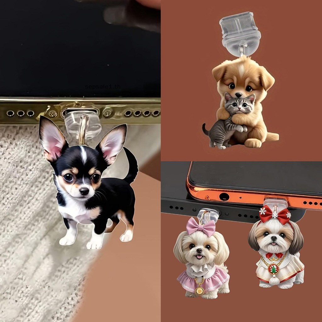 # SALE # ปลั๊กกันฝุ่นสัตว์แบนอะคริลิค 2D สําหรับและขั้วต่อ Type-C ปลั๊กกันฝุ่นจี้ตกแต่ง