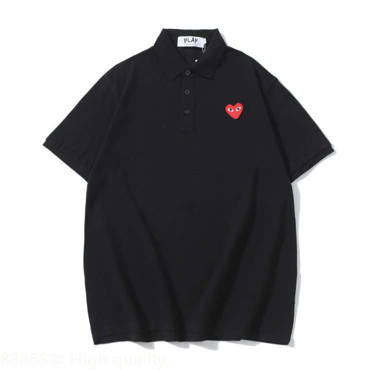 แฟชั่น 88pIay88 Love Heart เสื้อโปโลแขนสั้น Unisex เสื้อโปโลแขนสั้น Top