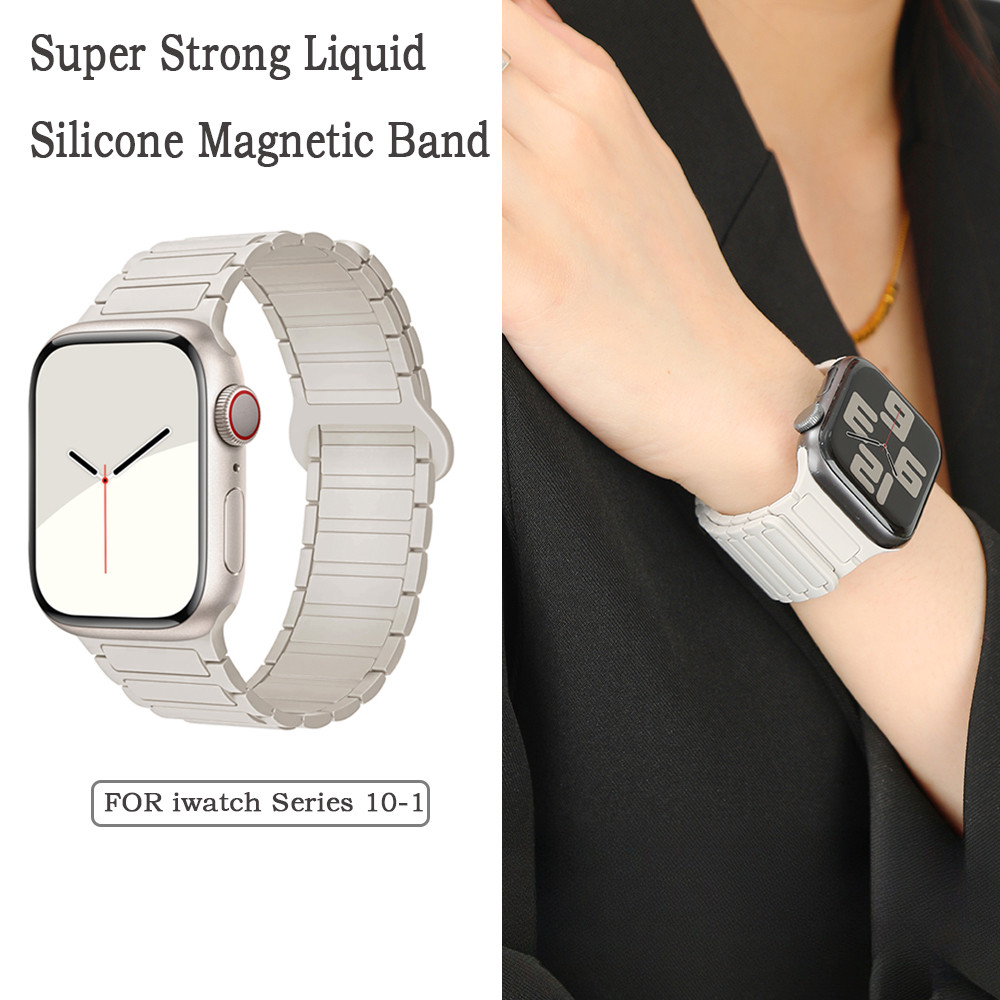 50 สีLiquid ซิลิโคนแม่เหล็กบล็อกสีสําหรับ iwatch Series Ultra 11 10 9 S8 7 6 5 SE 4 สบายกีฬาคลาสสิกสายสําหรับ iwatch 42 มม.S10 46 มม.49 มม.45 มม.41 40 มม.