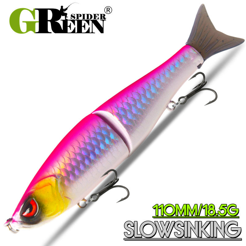 GreenSpider Joint Swimbait 110 มม. 18.5 กรัม เหยื่อล่อแบบ Slow-Sinking Minnow Wobbler สําหรับการตกปลานาย่า บัส และทรัตต์