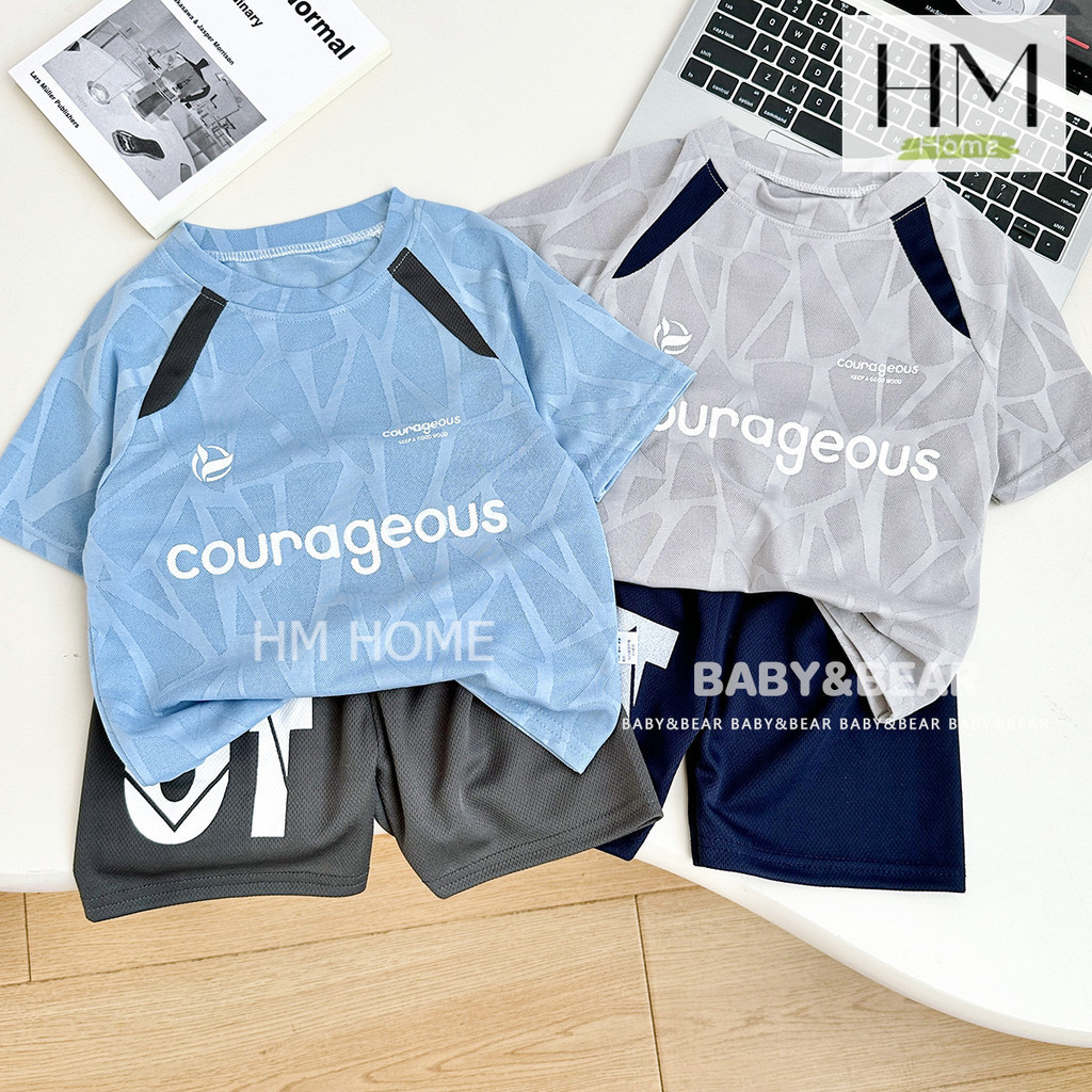 ชุดออกกำลังกาย ชุดกีฬาเด็กชาย ชุดบาสเด็ก 2 ชิ้น เสื้อผ้าเด็ก แขนสั้นขาสั้นแห้งเร็ว