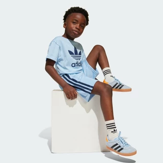 adidas ไลฟ์สไตล์ ชุดเสื้อยืดและกางเกงขาสั้น Adicolor สำหรับเด็ก เด็ก สีน้ำเงิน JC9160