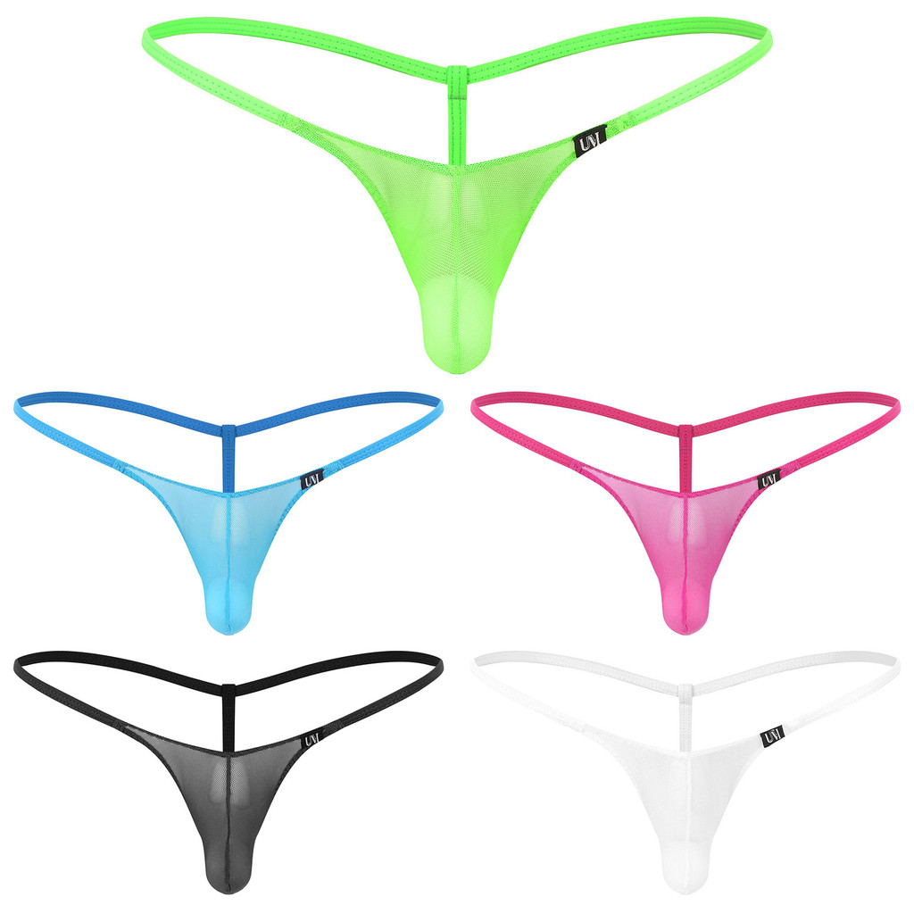 Yeahdor Mens ดูผ่านตาข่าย G-String Thong Bulge กระเป๋า Low Rise T-Back ชุดชั้นใน Tempting กางเกงชุดชั้นใน