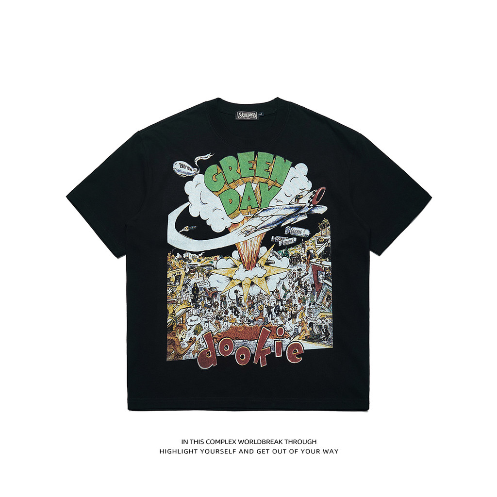 Green Day Green Day Band PUNK PUNK Rock เสื้อยืดผ้าฝ้ายครึ่งแขน TEE แขนสั้นฤดูร้อน Heavy ผู้ชายผู้หญิงเพลง