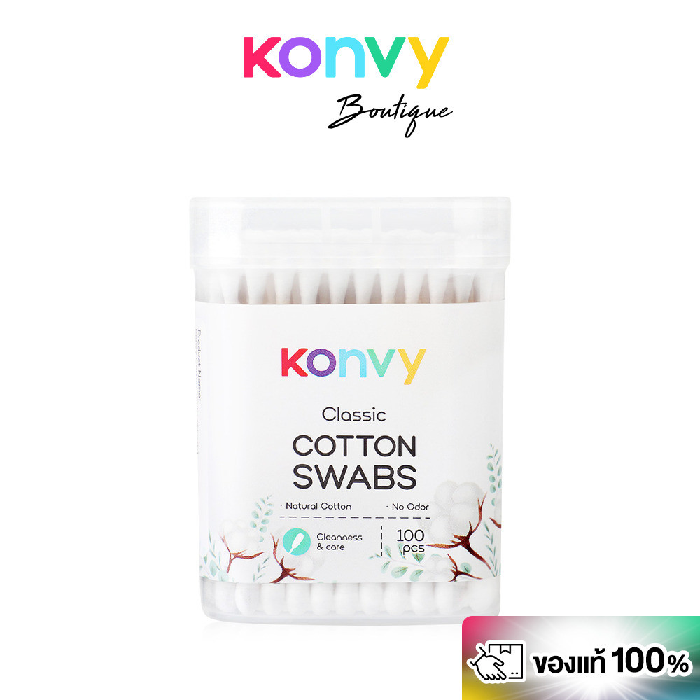Konvy Cotton Swabs Classic 100pcs สำลีแบบก้าน 100ชิ้น.