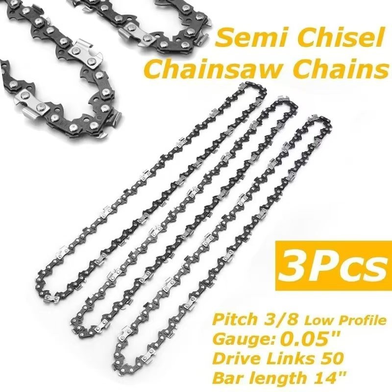 3 ชิ้น 14 3/8 0.050 "50DL สิ่วกึ่ง 25 ฟันสําหรับเลื่อยลูกโซ่เบนซิน MS170 MS180