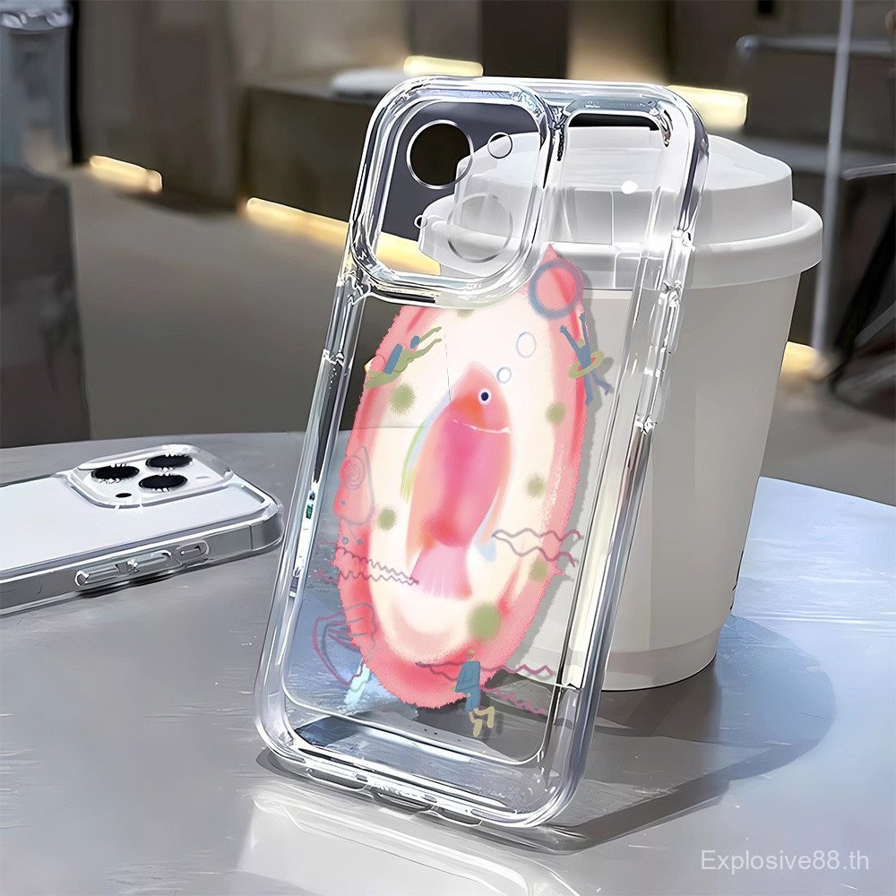 3 In1 ดําน้ําปลาโปร่งใสสําหรับ Iphone Ip15 15 Pro 15plus 15 Pro Max 16 16pro 16plus16promax 16e เคสโ