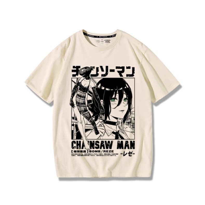 เสื้อยืดอนิเมะ Chainsaw Man ผ้าฝ้ายแท้ สินค้าโปรดของแฟน ๆ アニメ ราคา ถูกที่สุด ดีลบีเคเค แกลเลอรีภาพที่ 8