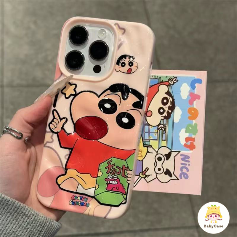 เคสไอโฟน 15 13 สำหรับ iPhone 11 16 13 15 14 12 Pro Max 15 14 16 6 6S Plus XR X XS ผ้าคลุมลายการ์ตูนเครยอนชินจังสุดน่ารัก - รูปที่ 2