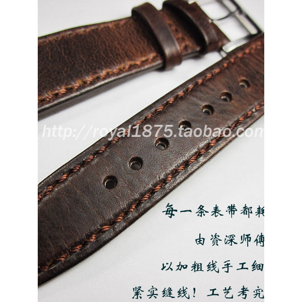 สายนาฬิกาแฮนด์เมดบริสุทธิ์ สายนาฬิกา 22mm21mm20mm สายหนังม้าบ้า สายหนังวัวแท้