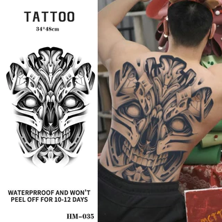 สติ๊กเกอร์รอยสัก Tattoo ขนาด 48x34 cm และ 17x24 cm กันน้ํา ลายtemporary ที่ติดได้นานถึง15วัน