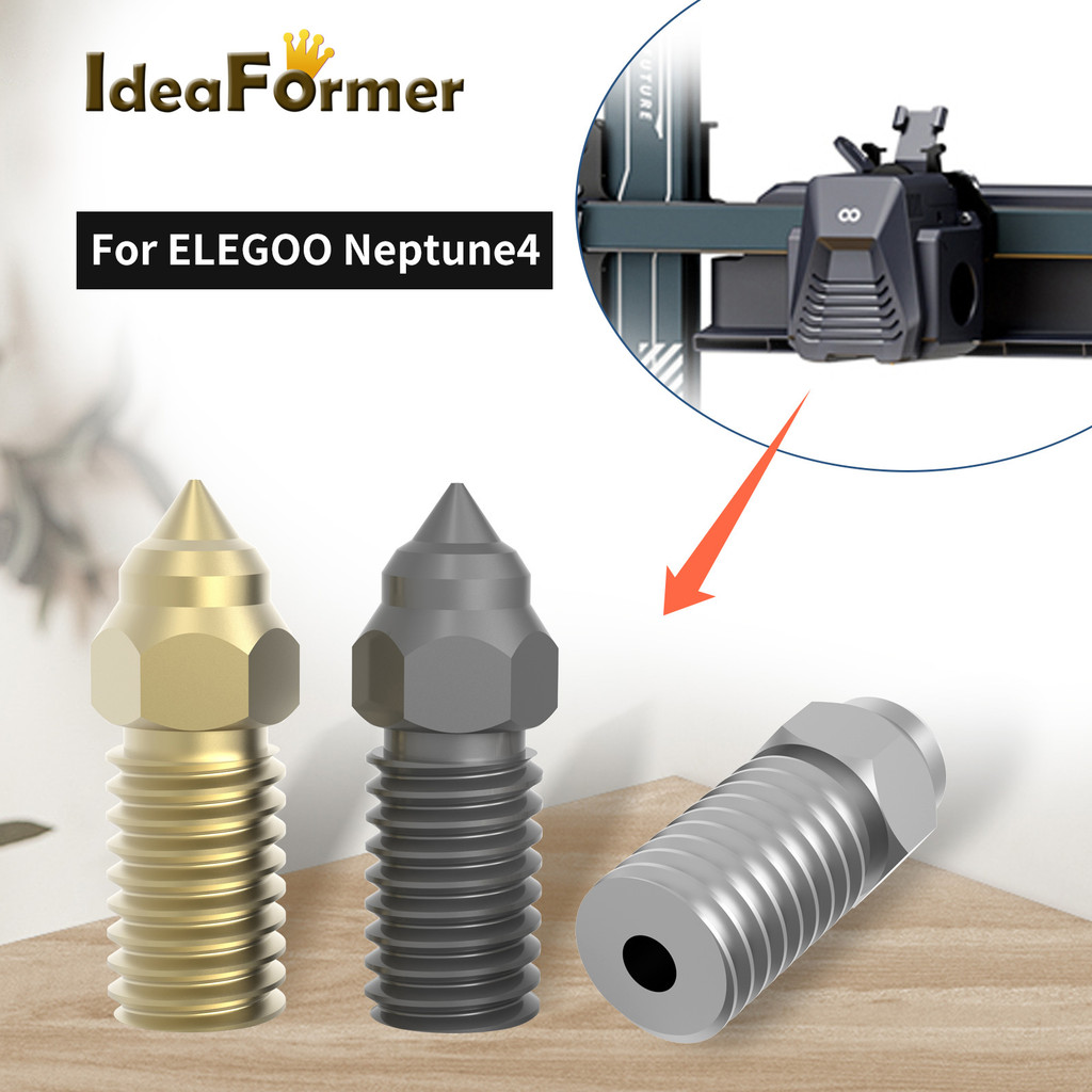 For Elegoo Neptune 4 Nozzle Brass Hardened Stainless Steel 0.2/0.4/0.6/0.8mm Nozzles for Elegoo Nept