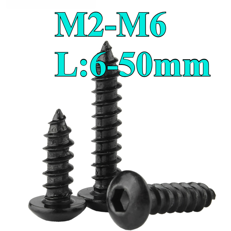 ((LXY) สกรู เกลียวปล่อย เตเปอร์   หัวจมกลม เหล็กกล้าคาร์บอน 8.8 / Button Head Hexagon Socket Tapping