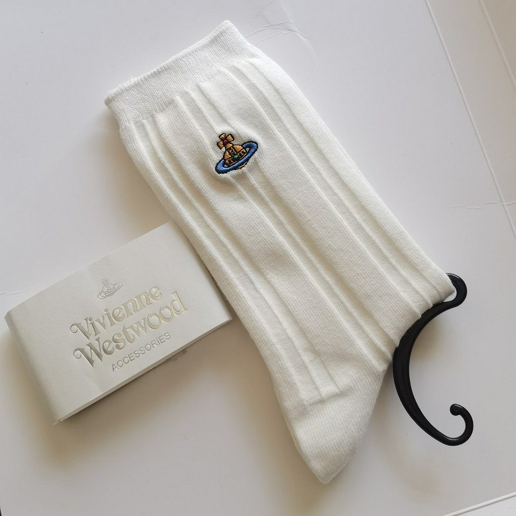 ถุงเท้าสไตล์ญี่ปุ่น Vivienne แบบใหม่ พิมพ์ลายเส้นแนวตั้ง สีดำและสีขาว สำหรับผู้หญิง - รูปที่ 5