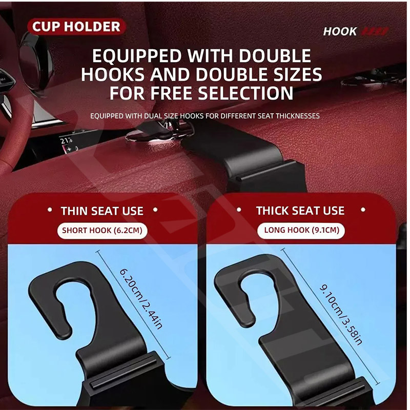 1/2pcs Toyota Yaris Cross Car Seat Headrest Hook Hanger Storage Organizer Universal พร้อมที่วางแก้วสําหรับกระเป๋าถือสําหรับ Yaris Cross AC200 2022 2023 2024 GS HEV อุปกรณ์ตกแต่งภายใน - รูปที่ 5