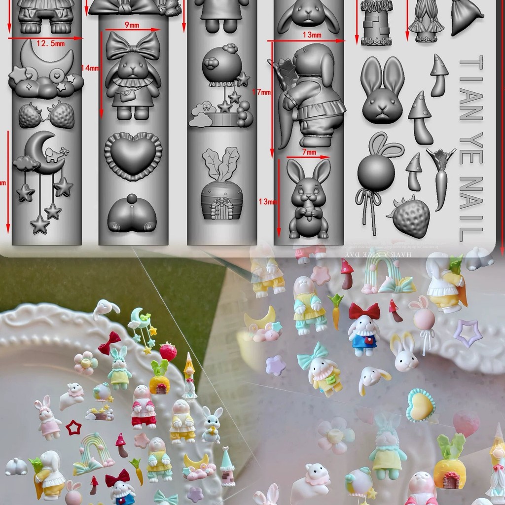 Mori Style Pastoral Rabbit 丨 Fairy Tale Series แม่พิมพ์แต่งเล็บน่ารัก