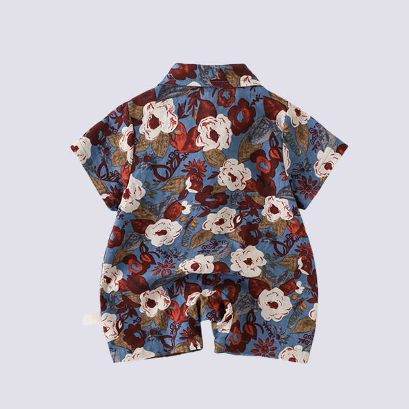 ชุดรอมเปอร์แขนสั้นสำหรับเด็กชายและหญิง อายุ 0-24 เดือน จากผ้าฝ้ายแท้ ระบายอากาศได้ดี มีพิมพ์ลายดอกไม้น่ารัก - รูปที่ 3