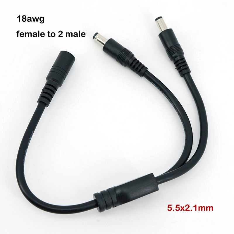 18awg 10A 30 ซม.สาย DC 1 หญิง 2 ชาย 2 Way Splitter Connector Power Supply อะแดปเตอร์สายไฟ 5.5x2.1 มม.TH1