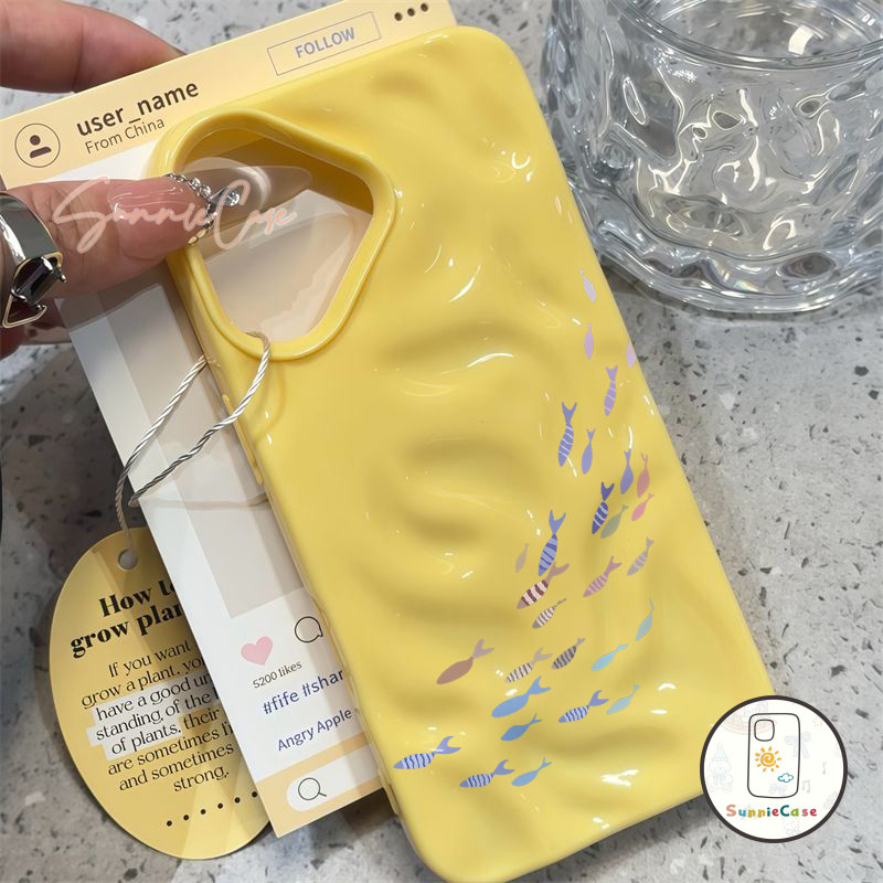 ปลา เคสไอโฟน 16 สำหรับ IPhone 13 11 16 15 12 14 Pro Max XS X XR Max 7 11 16 8 Plus แฟชั่น เปลือกอ่อนจีบ เปลือกอ่อน - รูปที่ 6