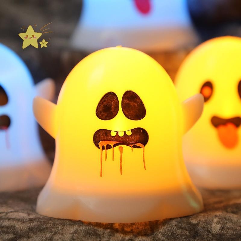 [JBTH] ตกแต่งฮาโลวีน LED เทียนพลาสติก Ghost Skull โคมไฟสําหรับบ้านบาร์ Haunted House ฮาโลวีน Party D