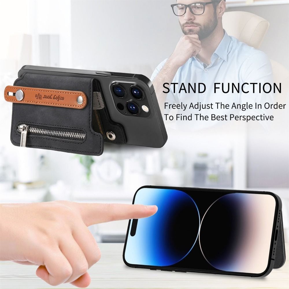 กระเป๋าสำหรับโทรศัพท์มือถือหนังPU กับสายข้อมือ Magsafe Wallet ป้องกันRFID - รูปที่ 6