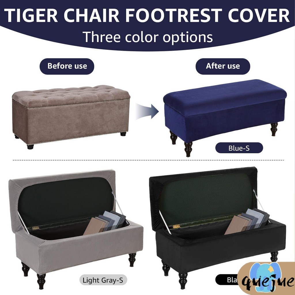 Storage Ottoman ฝาครอบยืด Ottoman Bench ฝาครอบสตูลวางเท้านุ่มรูปสี่เหลี่ยมผืนผ้า Ottoman Bench Slipc