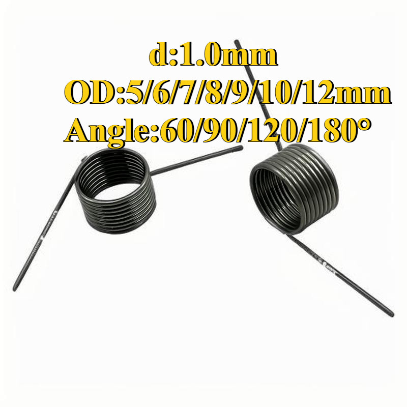 10 ชิ้น d1.0 มิลลิเมตร OD5/6/7/8/9/10/12 มิลลิเมตร V-รูปเกลียว torsion ฤดูใบไม้ผลิมุม 60/90/120/180 