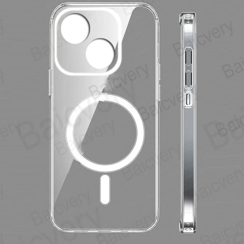 ZTE Blade A35E Casing Clear Case Phone Case Cover with Magnetic Wireless Charger Holder