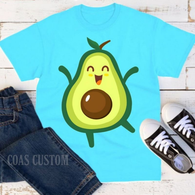 เสื้อยืดแขนสั้นการ์ตูนพิมพ์ลายอะโวคาโด รูปที่ 8