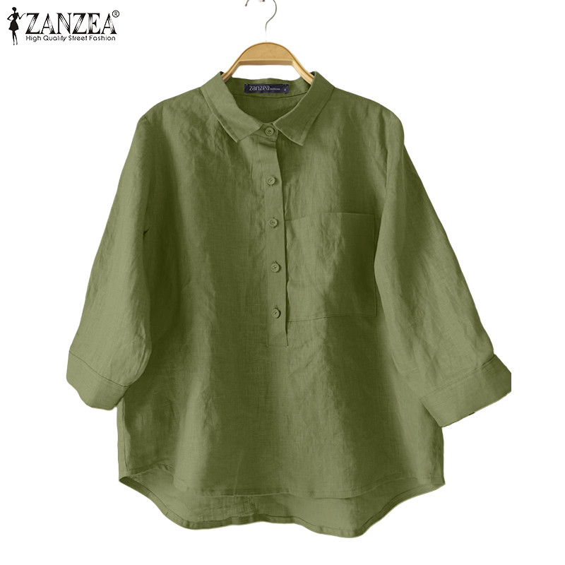 ZANZEA เสื้อลำลองสไตล์เกาหลี แขนกุด 3/4 ดีไซน์คลุมไหล่