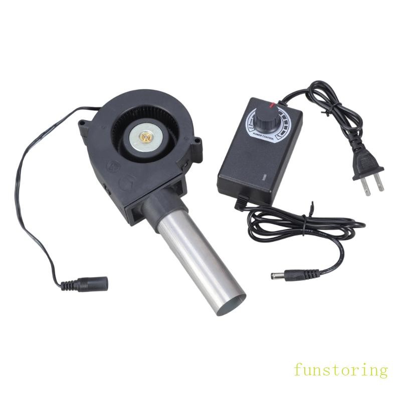 FUN 12V 2 85A Turbos Blower พร้อมตัวควบคุมความเร็วท่อเหล็กสําหรับพัดลมบาร์บีคิวกลางแจ้งสําหรับ Campi