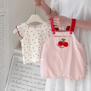 ชุด Romper สองชิ้นสำหรับเด็กหญิงวัย 0-24 เดือน สไตล์น่ารัก สวมใส่ได้ง่ายและสะดวกในฤดูร้อน