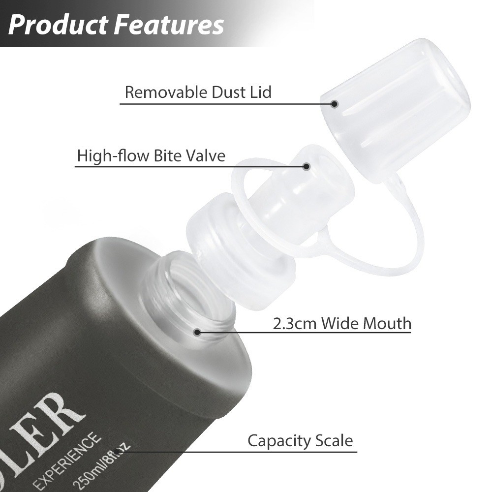 NEWBOLER 150ml 250ml 500ml Soft Flask TPU ซิลิโคนพับขวดน้ําสําหรับกีฬากลางแจ้งมาราธอนวิ่งจ๊อกกิ้งฟิตเนสแบบพกพาขวดนุ่ม BPA ฟรี - รูปที่ 3