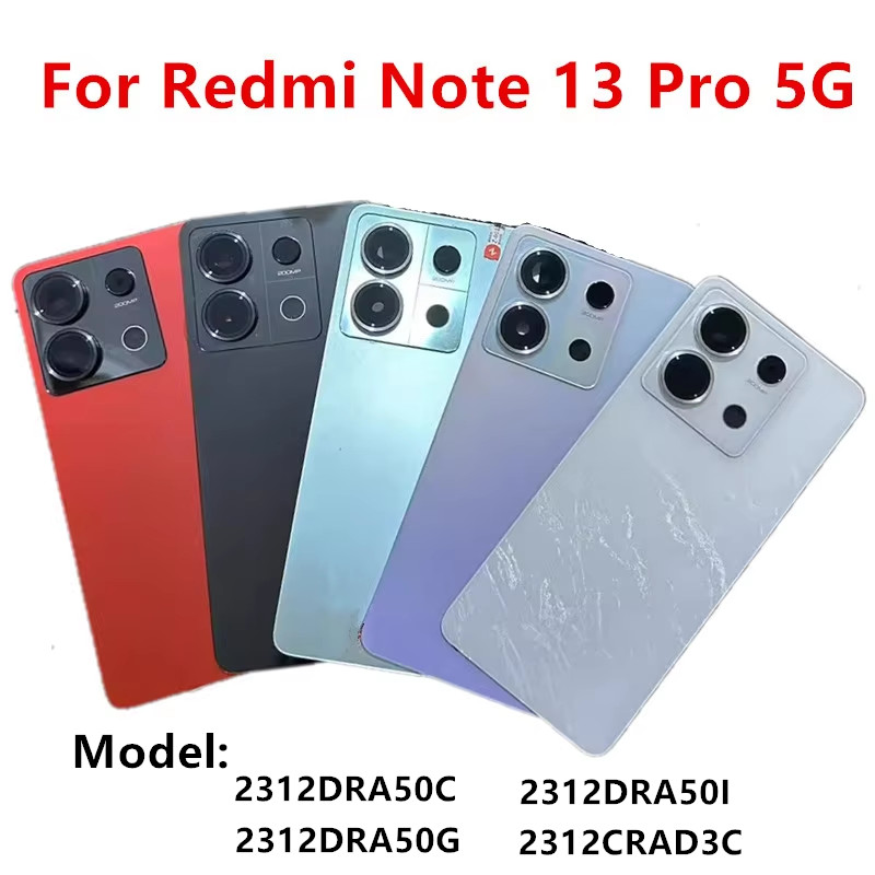 Note13Pro 5G ฝาหลังแบตเตอรี่สําหรับXiaomi Redmiหมายเหตุ 13 Pro 5Gด้านหลังกระจกเปลี่ยนอะไหล่ซ่อม + เลนส์กล้อง