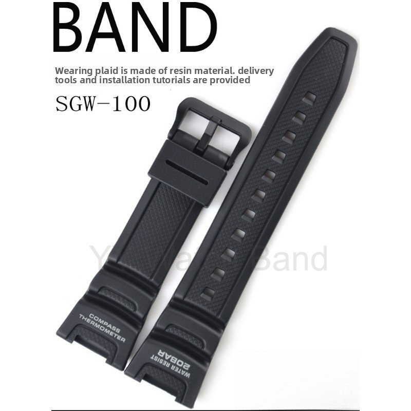 สายนาฬิกายางเรซินทนทานสําหรับ SGW100 SGW-100 3157 - สายสํารองสําหรับผู้ชาย - นุ่มและยืดหยุ่น