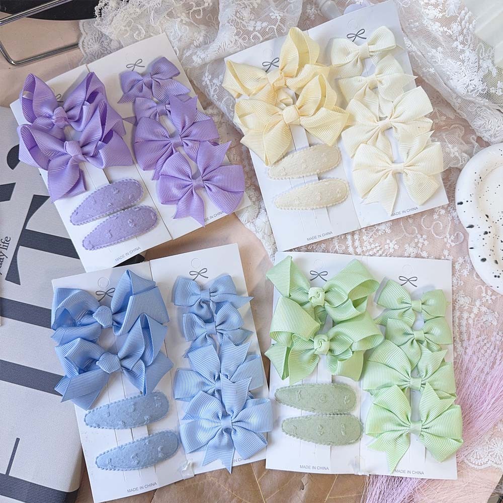 8 ชิ้น/เซ็ตเด็ก Handmade สีทึบ Bowknot กิ๊บติดผมน่ารัก BB คลิปสาวอุปกรณ์เสริมผมขายส่ง