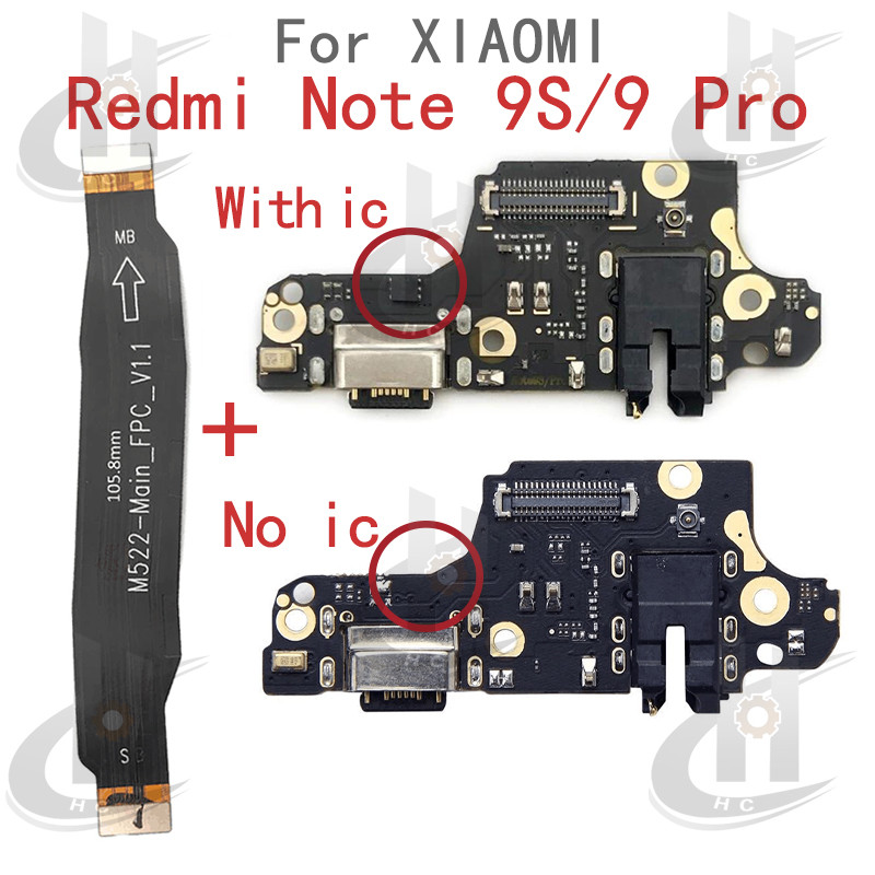 สําหรับ Redmi หมายเหตุ 9S / 9 Pro Charger USB Connector Dock ชาร์จพอร์ตแจ็คบอร์ด Flex หลักเมนบอร์ดการเชื่อมต่อ Flex เปลี่ยนชิ้นส่วน